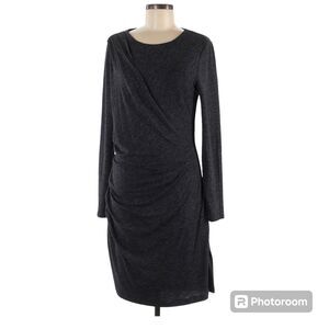 Banana Republic Grey Long sleeve Sheath Dress Size Large Ruched Layered